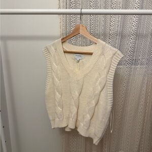 Cream Cable Knit Sweater Vest